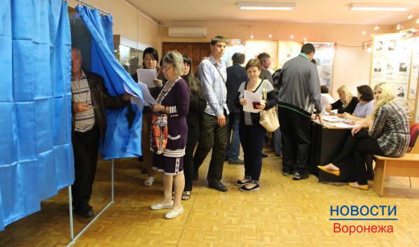 Воронежцы выстраивались в очереди к кабинкам для голосования.