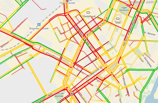 Пробки воронеж сейчас онлайн карта
