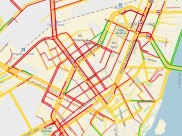 Красным отмечены пробки в Воронеже.