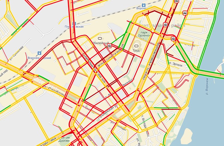 Карта воронежа пробки на дорогах