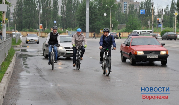 Воронежские чиновники поехали на работу на велосипедах.