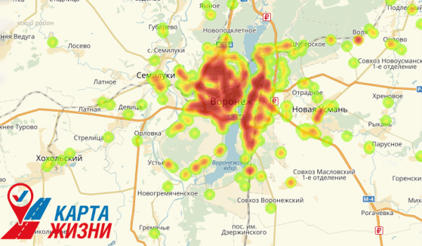 Усмань на карте воронежской. Воронеж на карте. Тепловая карта. Интерактивная карта Воронежа.