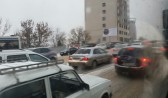 Пробки из-за снегопада в Воронеже.