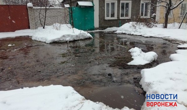 Вода затапливает улицу в Воронеже.