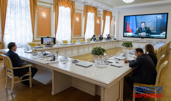 Общение Алексея Гордеева и Дмитрия Медведева прошло в режиме видеоконференции.