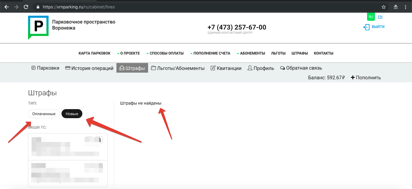 Как в Воронеже в режиме онлайн узнать наличие штрафов за неоплаченную  парковку
