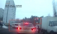 Маршрутка проехала на запрещающий сигнал светофора.
