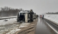 Автобус MAN перевернулся на трассе в Воронежской области.
