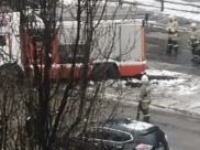 Пожарная машина застряла.