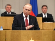 Владимир Путин на пленарном заседании Государственной Думы.