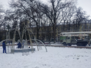 Зимний фонтан в Кольцовском сквере.