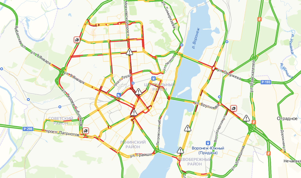 Пробки воронеж сейчас онлайн карта