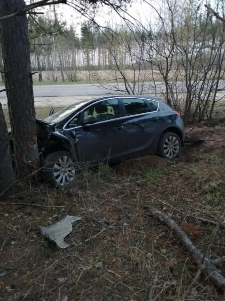 Opel Astra врезался в дерево.