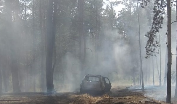 Сгоревший автомобиль в Борисоглебском городском округе.