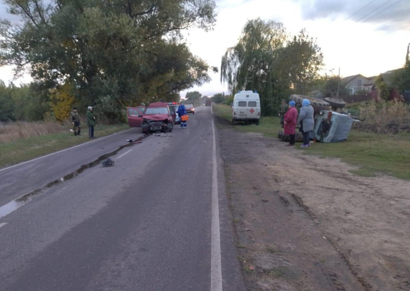 Под Воронежем пострадали водитель и пассажир «Рено», врезавшейся в трактор