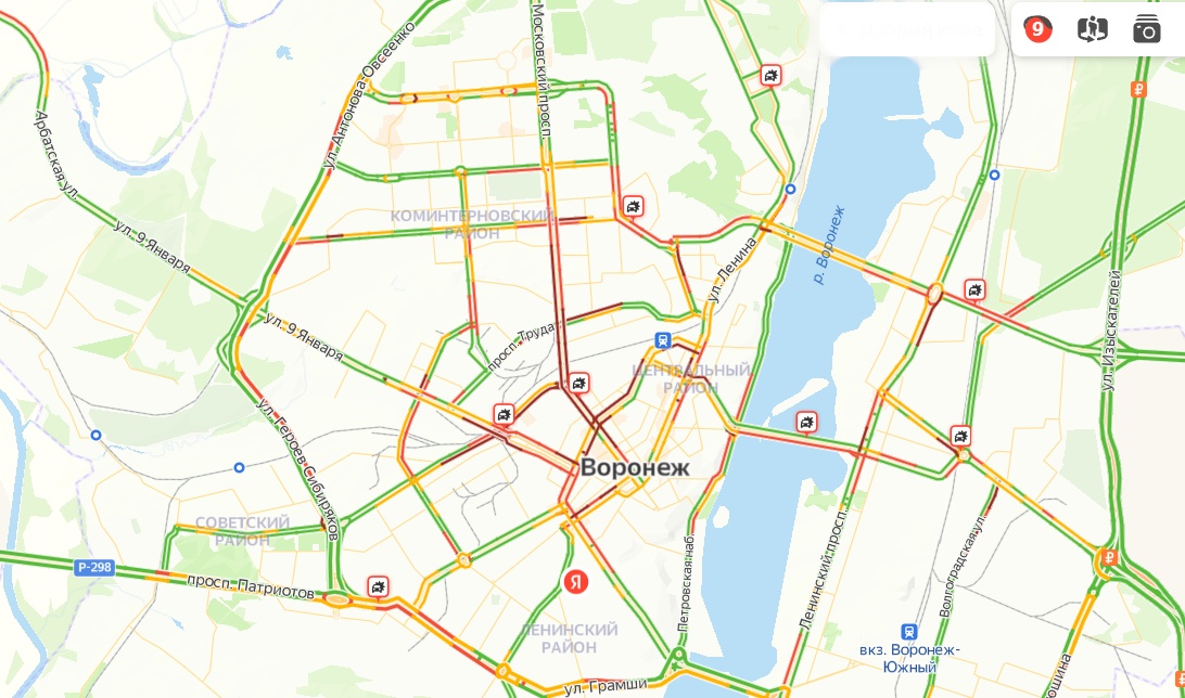 Пробки воронеж карта смотреть сейчас