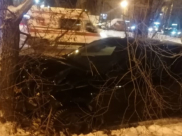 Skoda Octavia врезалась в дерево.