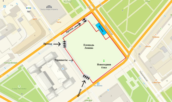 Так будет организован доступ на площадь Ленина.