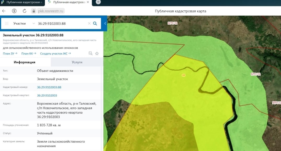 Кадастровая карта воронежской области