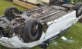 Иномарка опрокинулась.