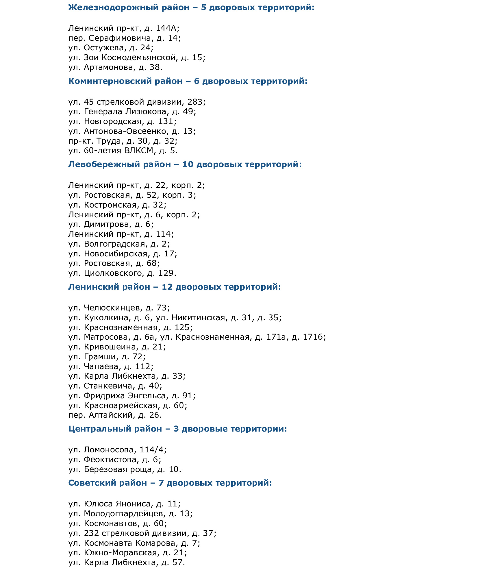 В Воронеже в 2024 году благоустроят 43 двора за 188 млн рублей