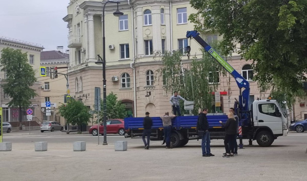 Кубики устанавливают по периметру площади.