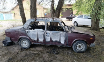 Сожженная воронежцем машина.